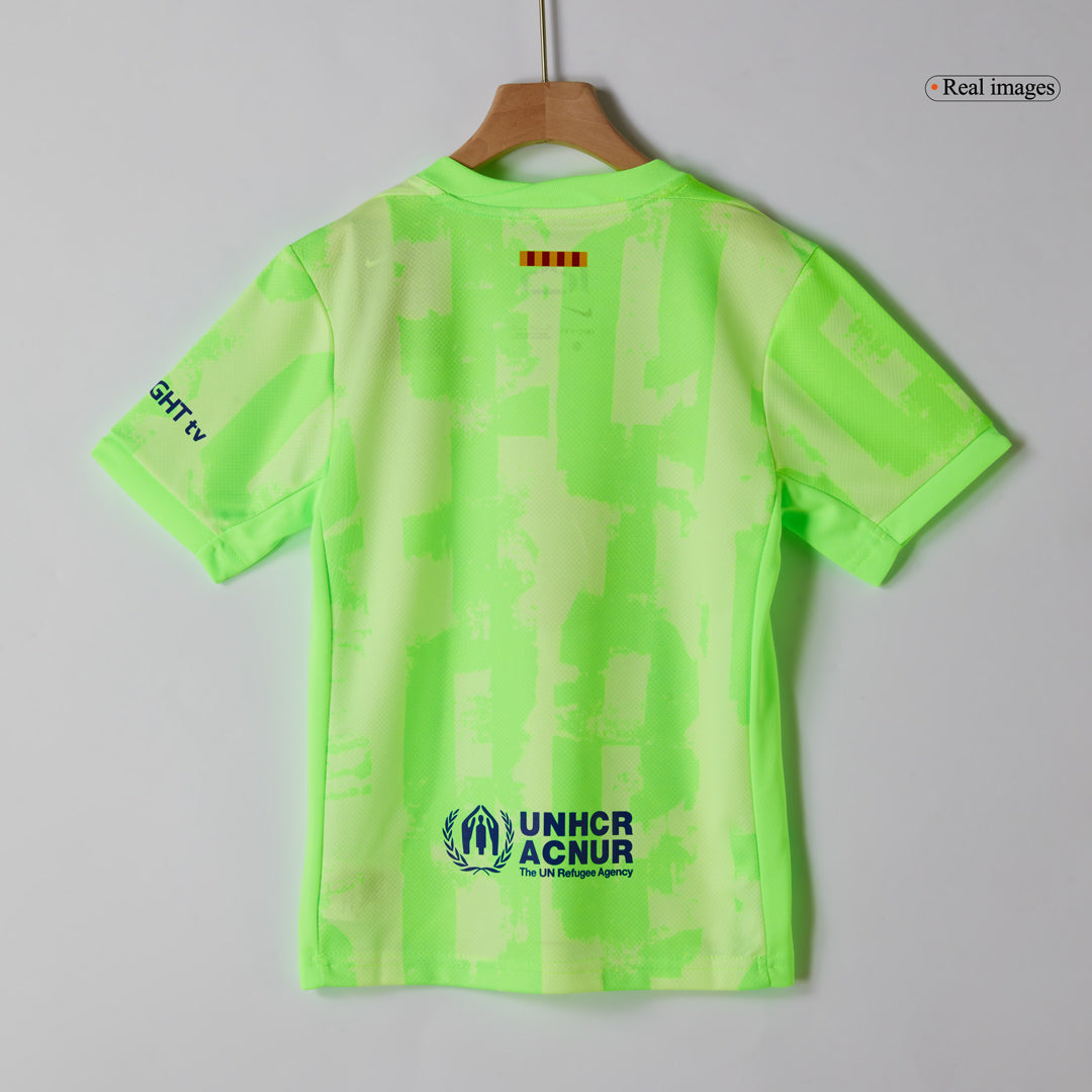 Kid's Barcelona Third Away Soccer Jersey Kit(Jersey+Shorts+Socks) 2024/25- UCL (Spotify Logo Without Text) Top Soccer Jerseys Store
