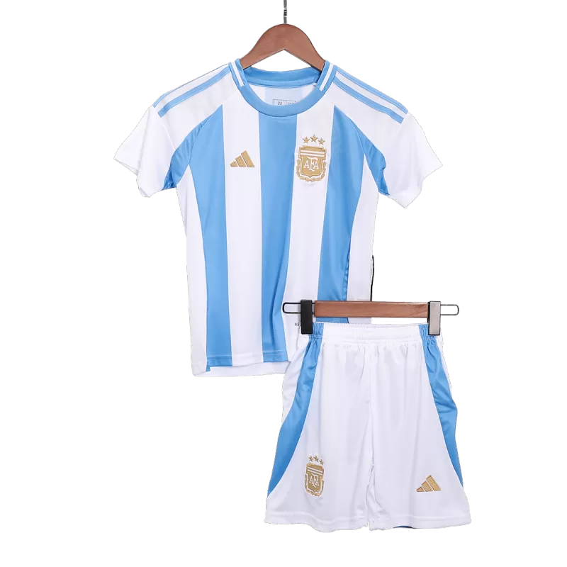Argentina Home Kids Soccer Jerseys Kit Copa America 2024 Go Game Wear