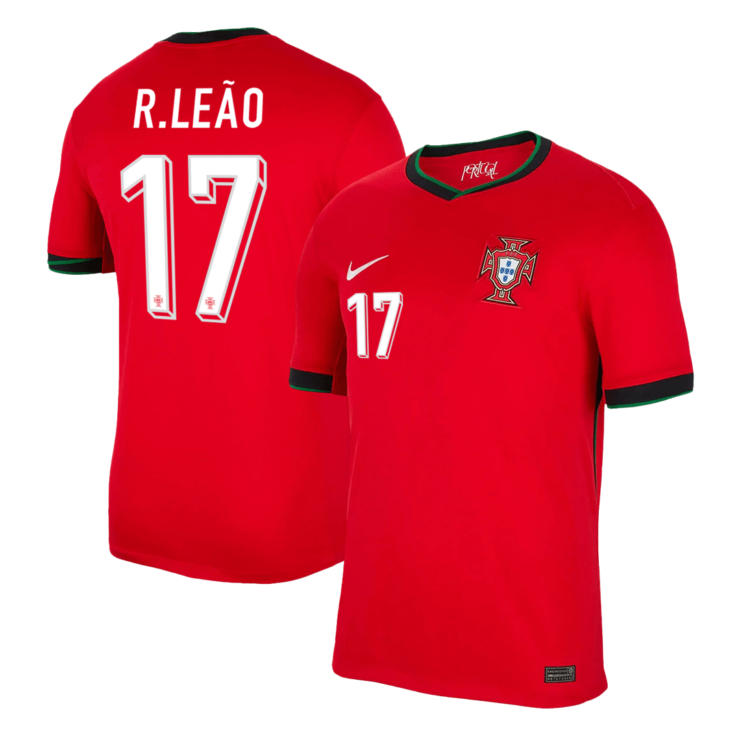 R.Leão #17 Portugal Home Soccer Jersey Euro 2024 Top Soccer Jerseys Store