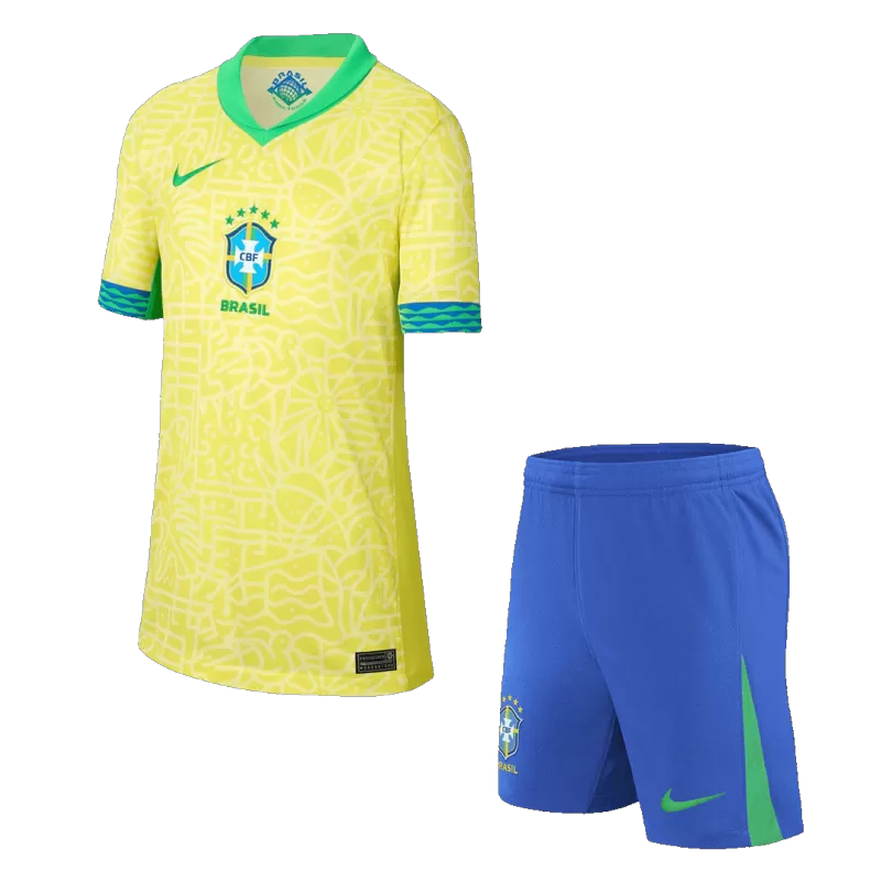 Brazil Kid‘s Home Soccer Jerseys (Jersey+Short) Kit 2024 Top Soccer Jerseys Store