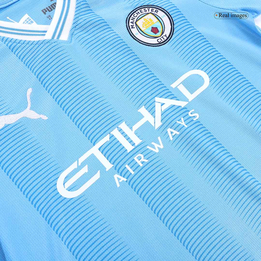 Kid's Manchester City Home Soccer Jersey Kit(Jersey+Shorts) 2023/24 Top Soccer Jerseys Store