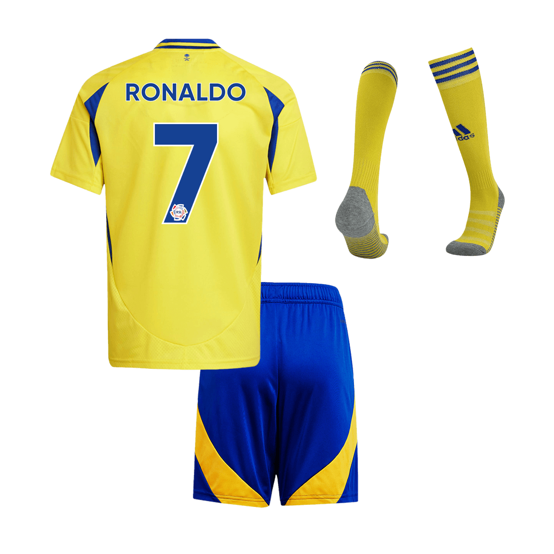 Kid's RONALDO #7 Al Nassr Home Soccer Jersey Kit(Jersey+Shorts+Socks) 2024/25 Top Soccer Jerseys Store