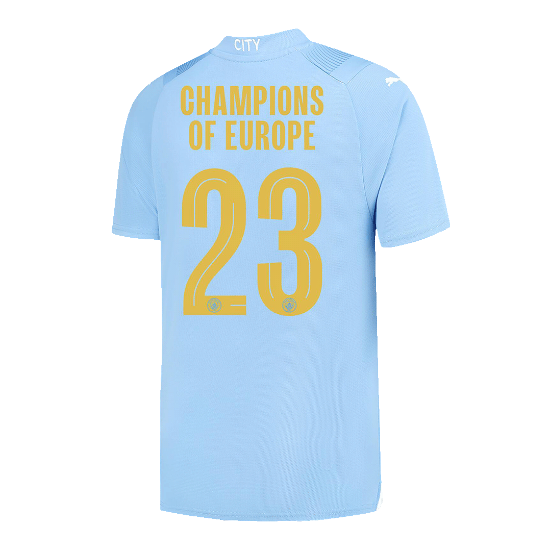 Manchester City CHAMPIONS OF EUROPE #23 Home Soccer Jersey 2023/24 Top Soccer Jerseys Store