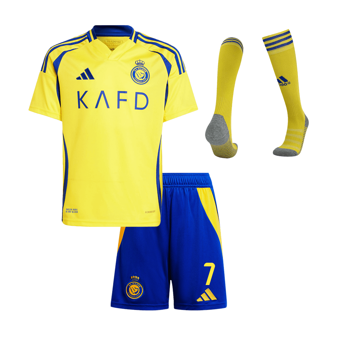 Kid's RONALDO #7 Al Nassr Home Soccer Jersey Kit(Jersey+Shorts+Socks) 2024/25 Top Soccer Jerseys Store