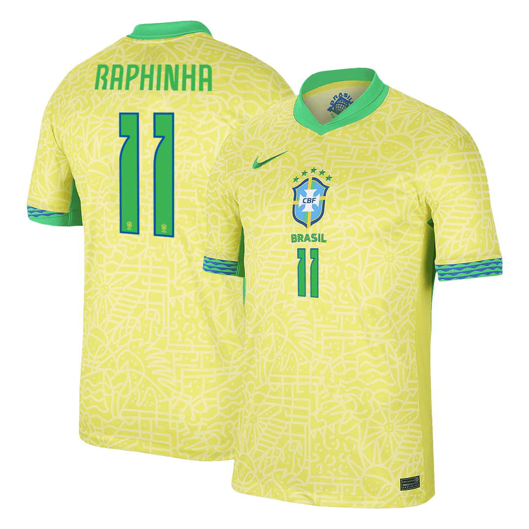 RAPHINHA #11 Brazil Home Soccer Jersey Copa America 2024 Top Soccer Jerseys Store