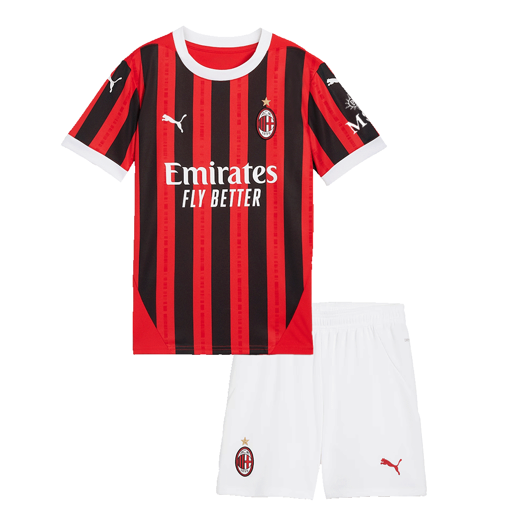 Kid's AC Milan Home Soccer Jersey Kit(Jersey+Shorts) 2024/25 Top Soccer Jerseys Store