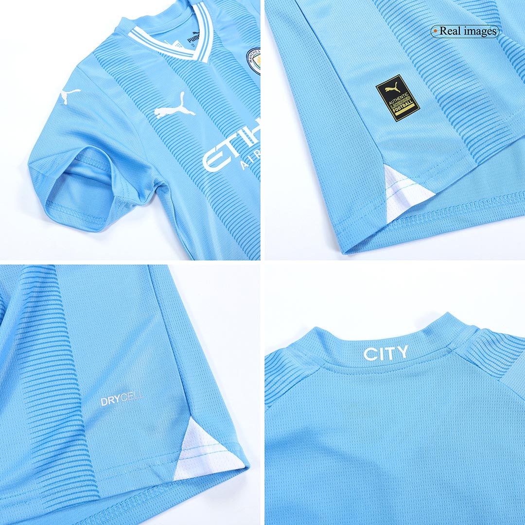 Kid's Manchester City Home Soccer Jersey Kit(Jersey+Shorts) 2023/24 Top Soccer Jerseys Store