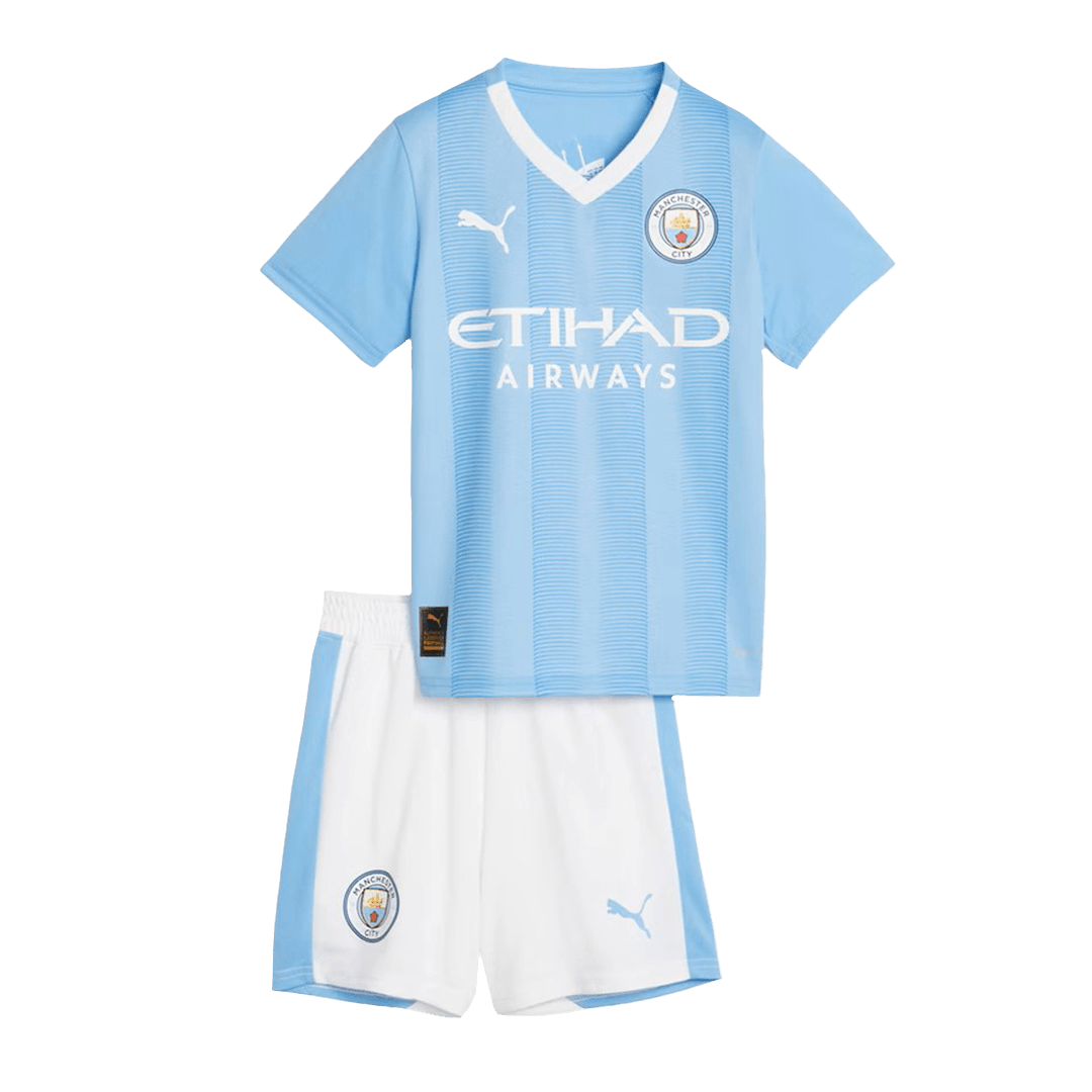 Kid's Manchester City Home Soccer Jersey Kit(Jersey+Shorts) 2023/24 Top Soccer Jerseys Store