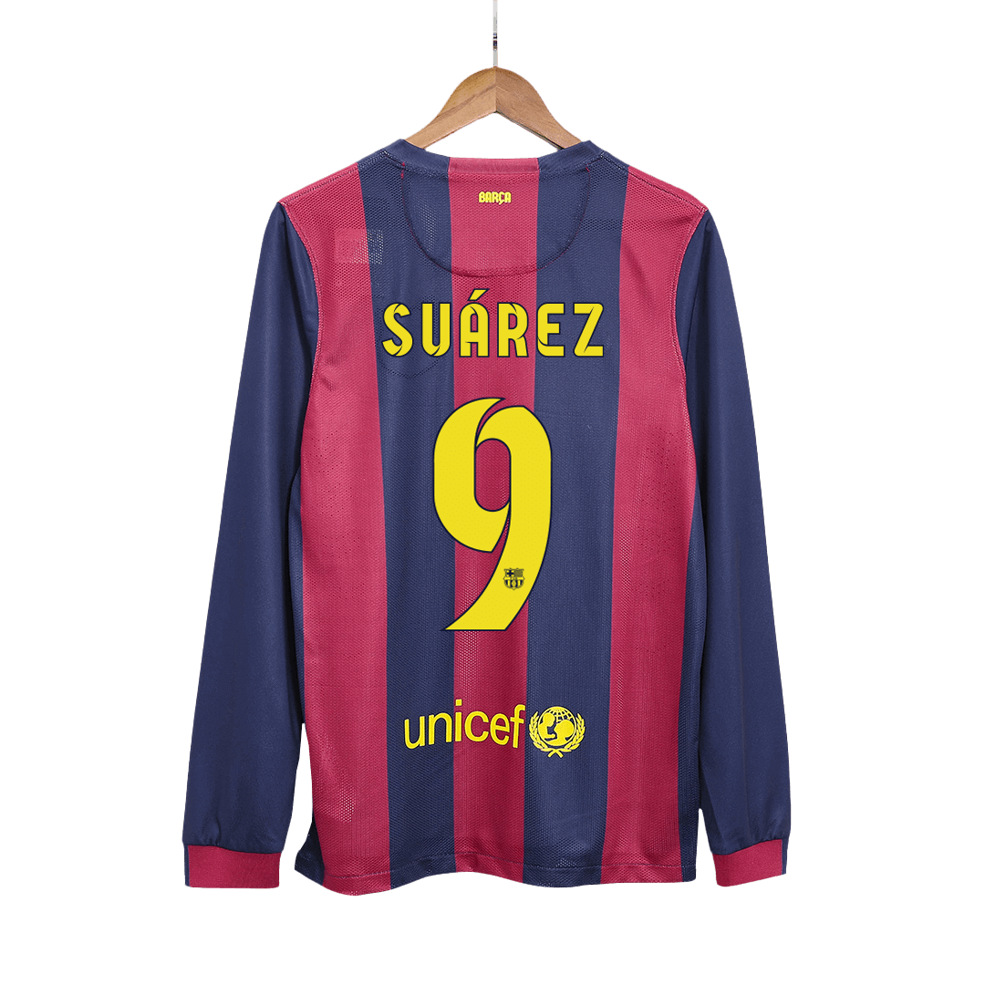 Retro Suárez #9 2014/15 Barcelona Home Long Sleeve Soccer Jersey Top Soccer Jerseys Store