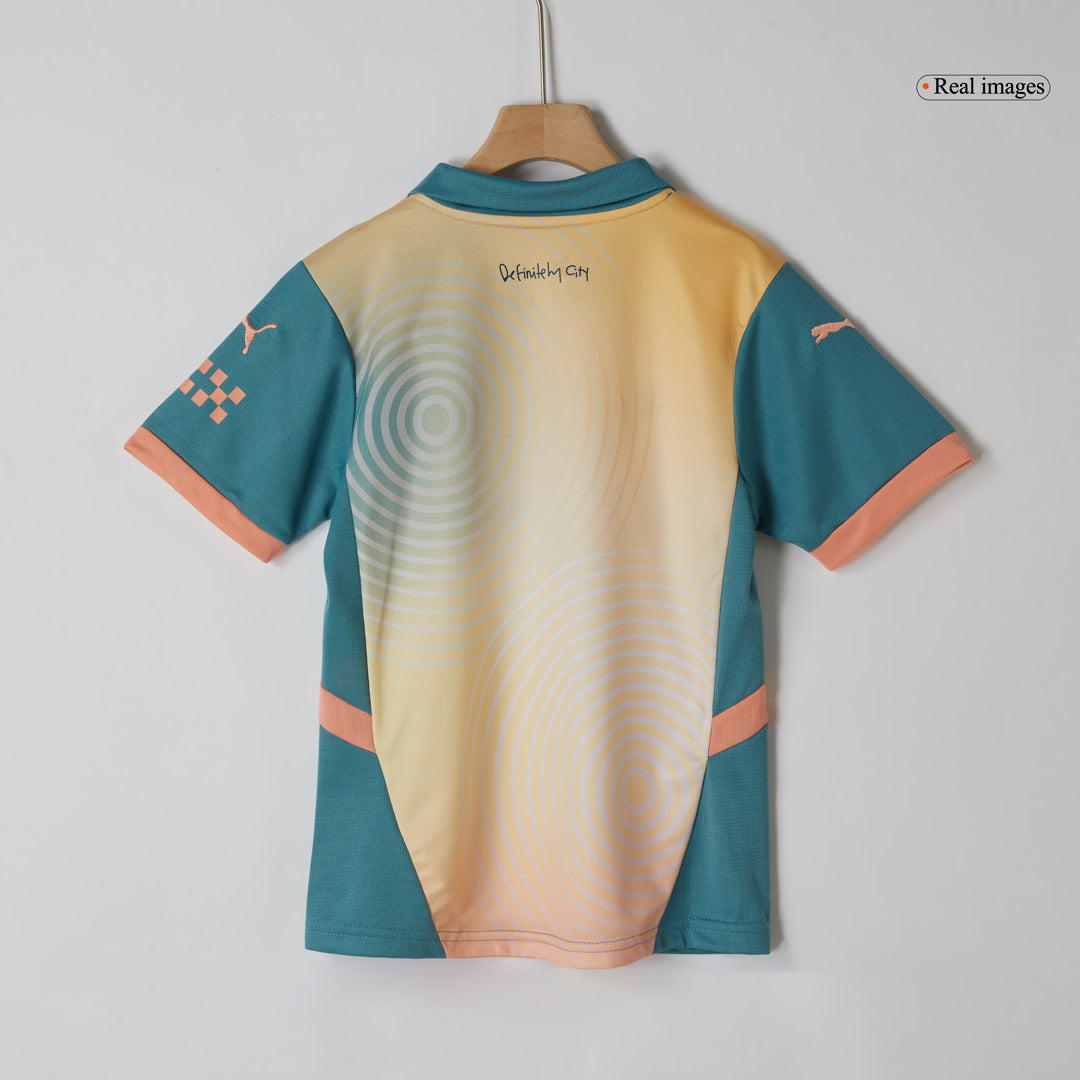 Kid's Manchester City Fourth Away Soccer Jersey Kit(Jersey+Shorts) 2024/25- Definitely City (UCL) Top Soccer Jerseys Store
