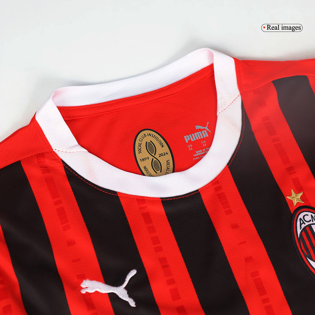 Kid's AC Milan Home Soccer Jersey Kit(Jersey+Shorts) 2024/25 Top Soccer Jerseys Store