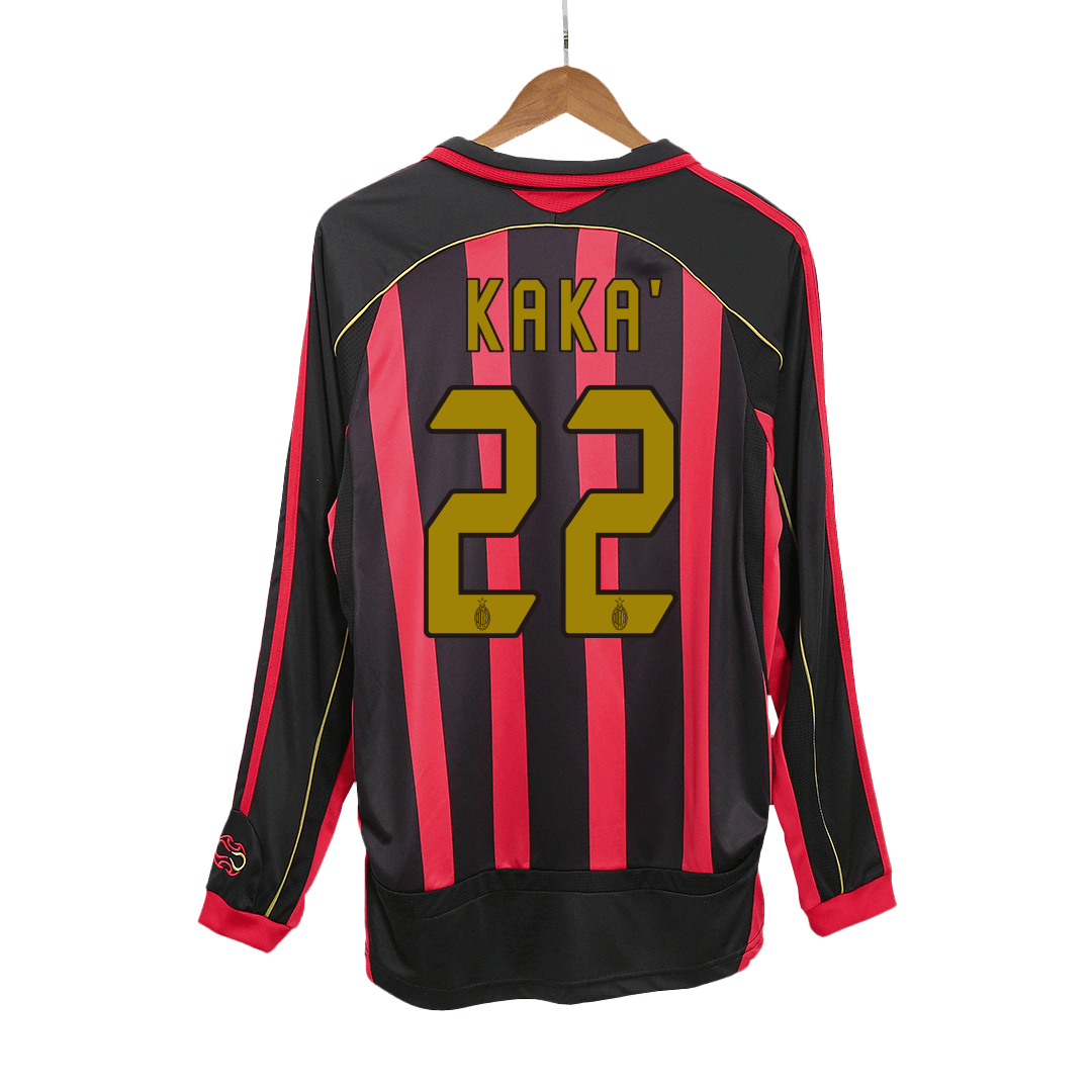 Retro KAKA' #22 2006/07 AC Milan Home Long Sleeve Soccer Jersey Top Soccer Jerseys Store