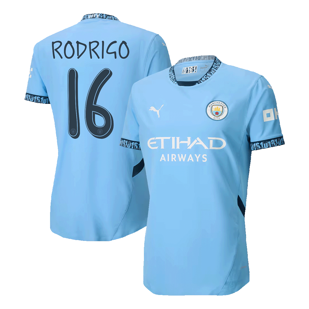 Player Version RODRIGO #16 Manchester City Home Soccer Jersey 2024/25 - UCL Top Soccer Jerseys Store
