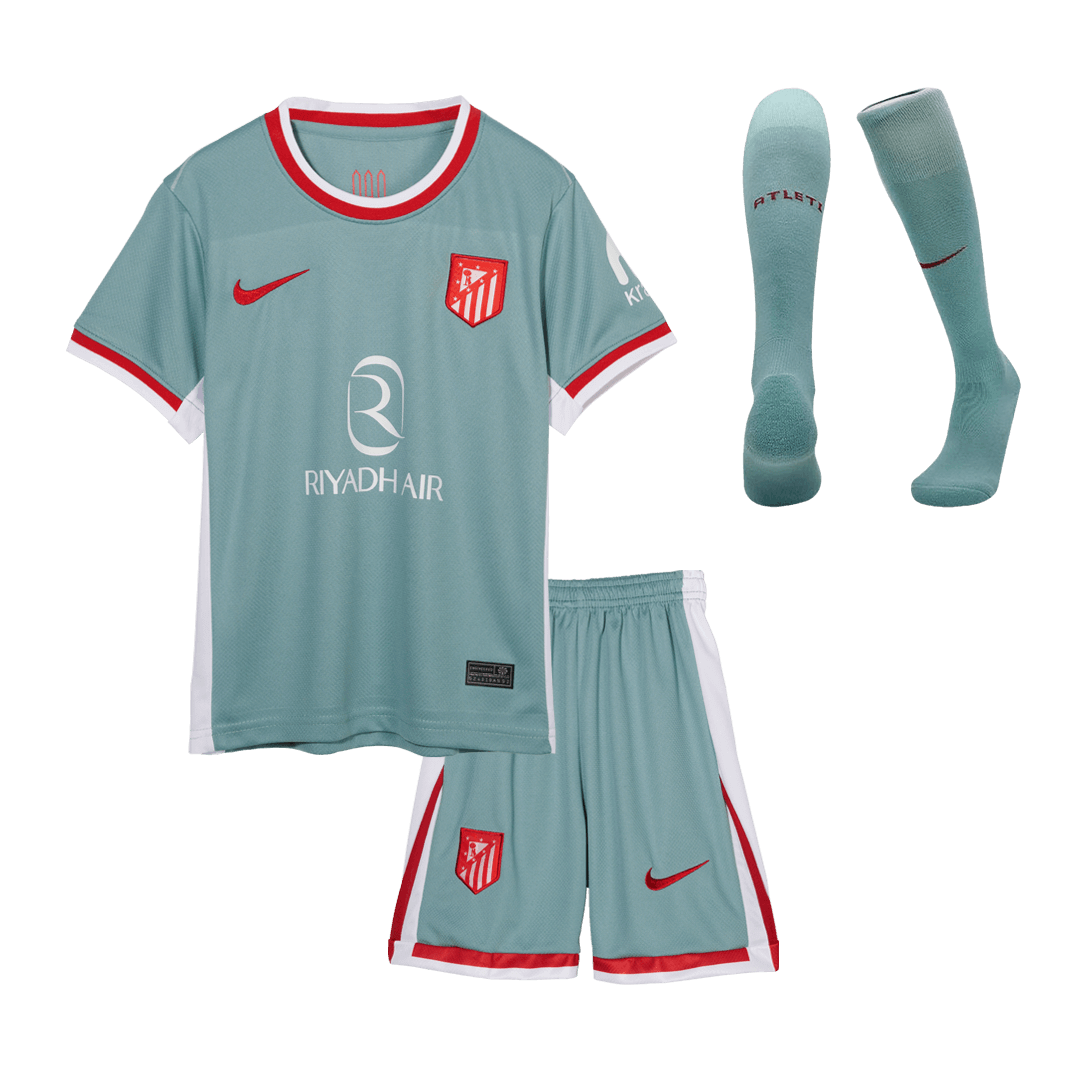 Kid's Atletico Madrid Away Soccer Jersey Kit(Jersey+Shorts+Socks) 2024/25 Top Soccer Jerseys Store