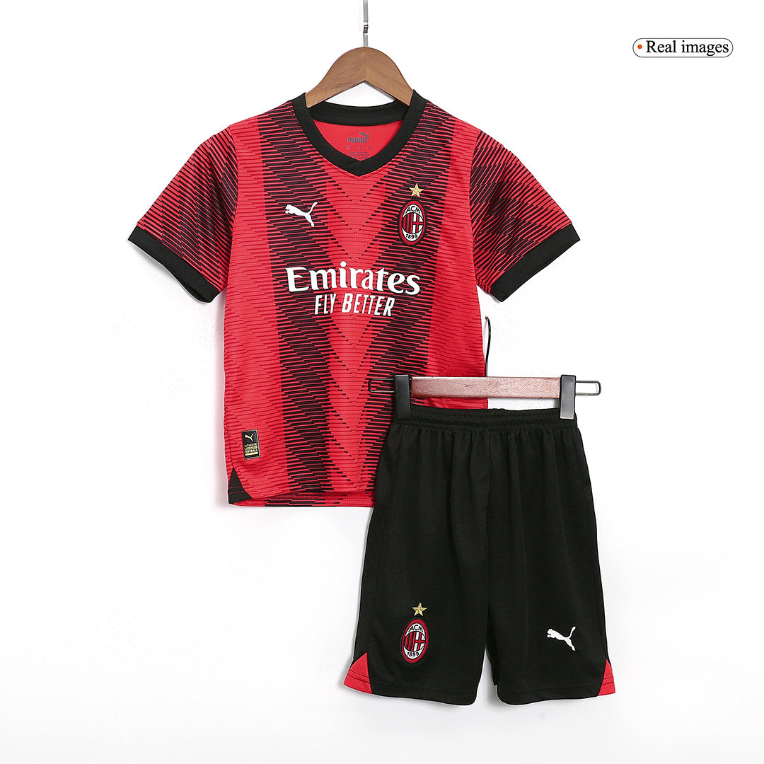 Kid's AC Milan Home Soccer Jersey Kit(Jersey+Shorts) 2023/24 Top Soccer Jerseys Store
