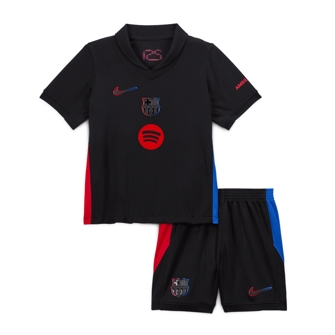 Kid's Barcelona Away Soccer Jersey Kit(Jersey+Shorts) 2024/25 - Spotify Logo Without Text Top Soccer Jerseys Store