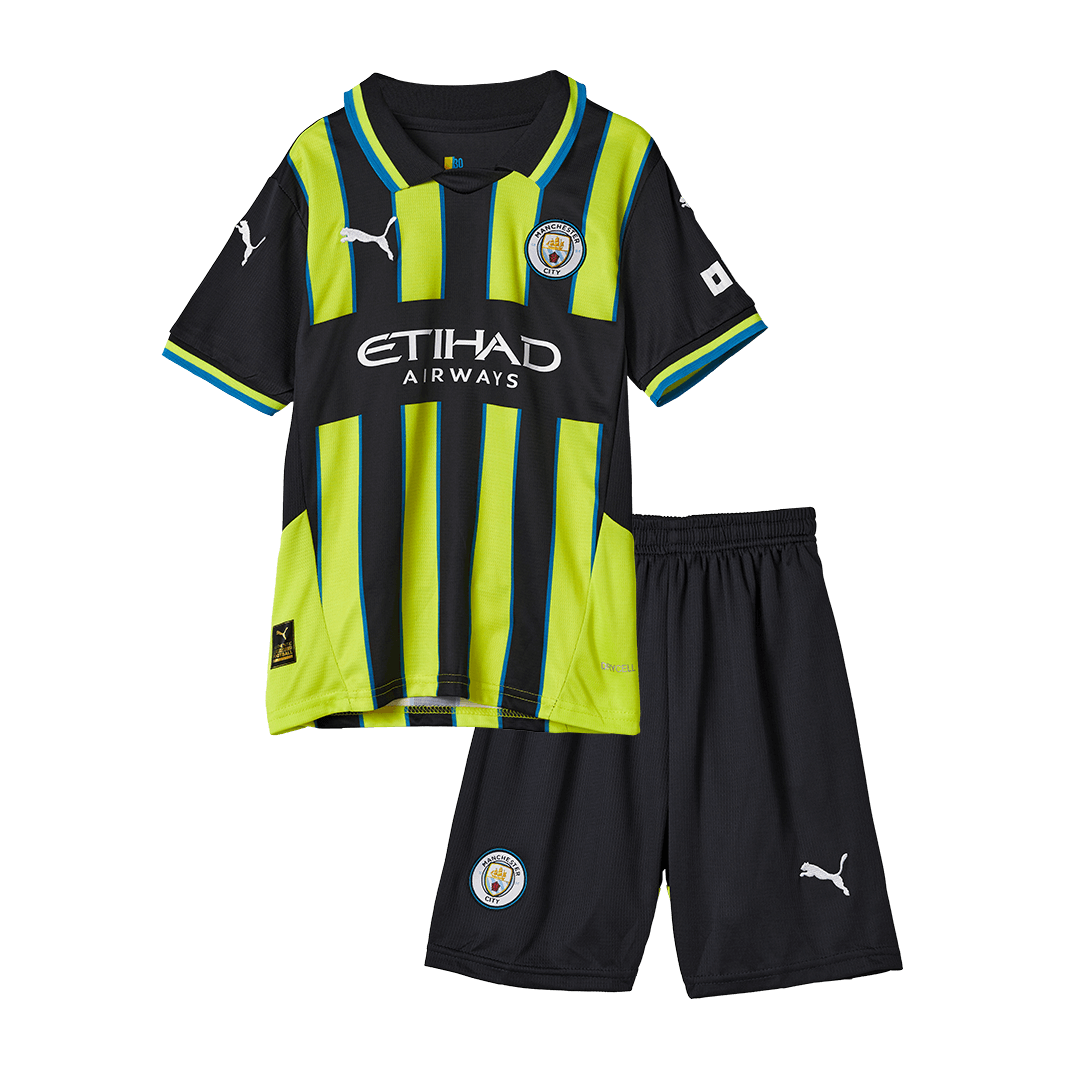 Kid's Manchester City Away Soccer Jersey Kit(Jersey+Shorts+Socks) 2024/25 Top Soccer Jerseys Store