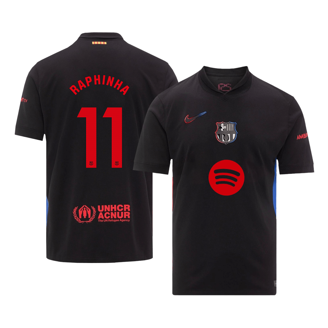 RAPHINHA #11 Barcelona Away Soccer Jersey 2024/25 -?Spotify Logo Without Text? Top Soccer Jerseys Store