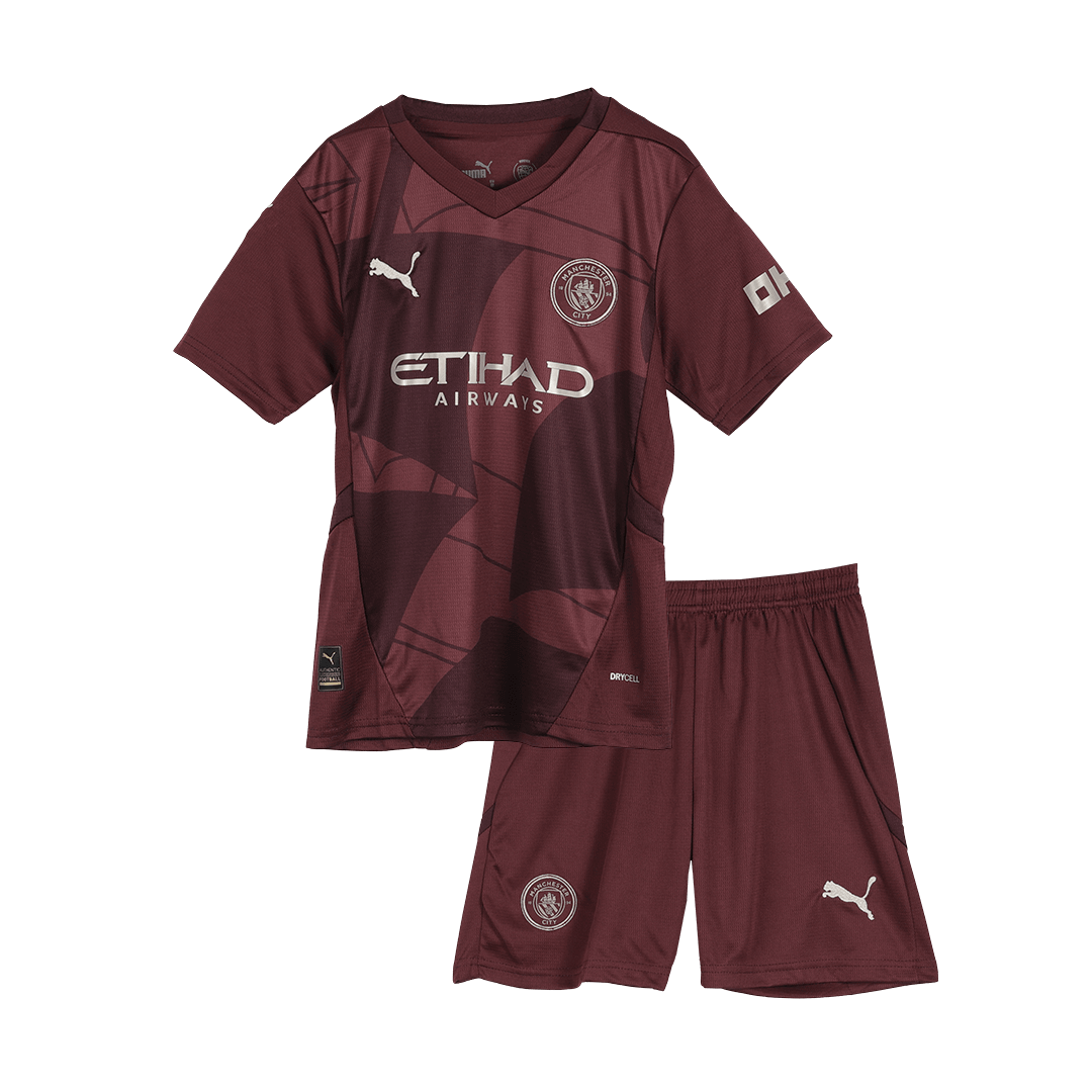 Kid's Manchester City Third Away Soccer Jersey Kit(Jersey+Shorts) 2024/25 Top Soccer Jerseys Store