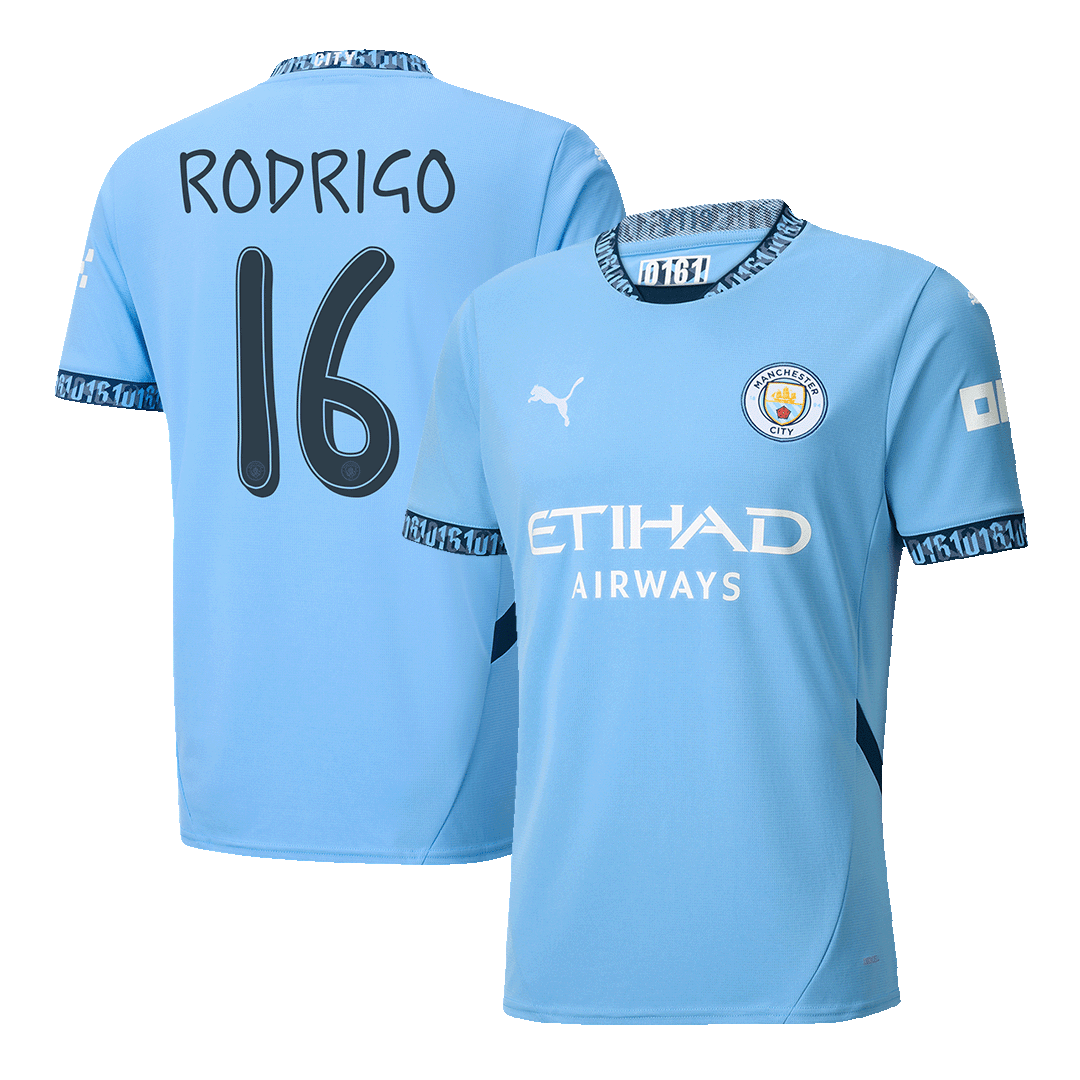 RODRIGO #16 Manchester City Home Soccer Jersey 2024/25 - UCL Top Soccer Jerseys Store