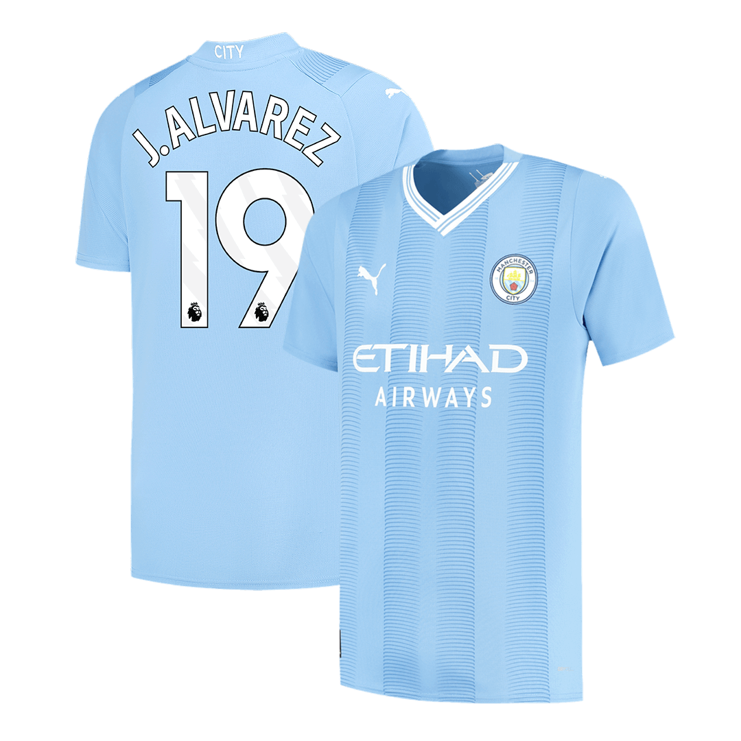 J.ALVAREZ #19 Manchester City Home Soccer Jersey 2023/24 Top Soccer Jerseys Store