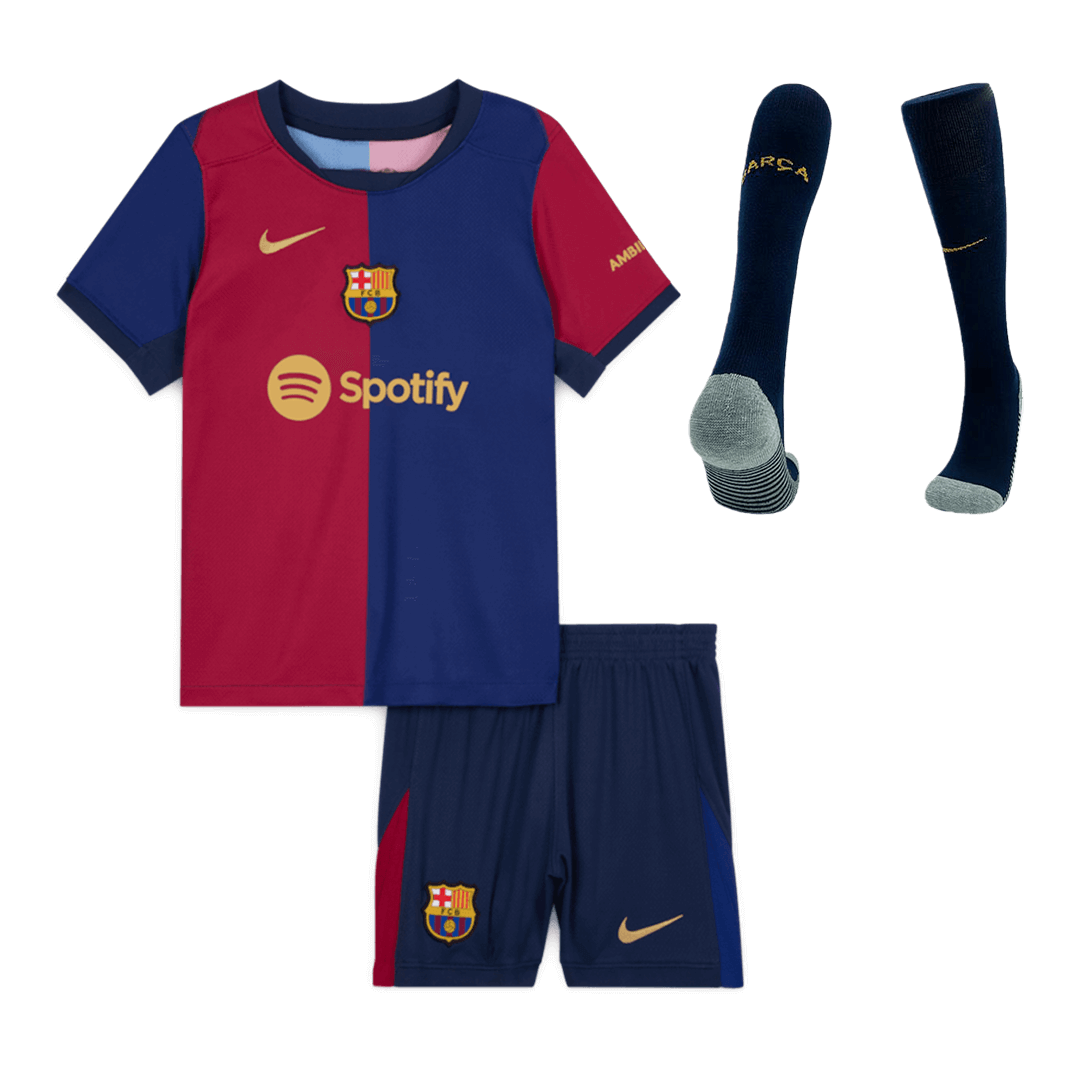 Kid's Barcelona Home Soccer Jersey Kit(Jersey+Shorts+Socks) 2024/25 Top Soccer Jerseys Store