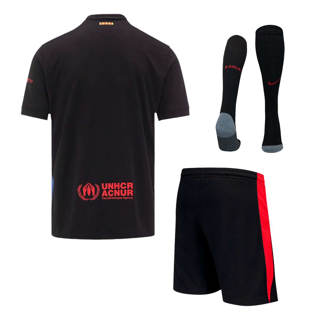 Barcelona Away Soccer Jersey Kit(Jersey+Shorts+Socks) 2024/25- Spotify Logo Without Text Top Soccer Jerseys Store