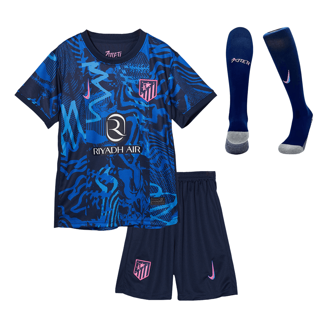 Kid's Atletico Madrid Third Away Soccer Jersey Kit(Jersey+Shorts+Socks) 2024/25 Top Soccer Jerseys Store