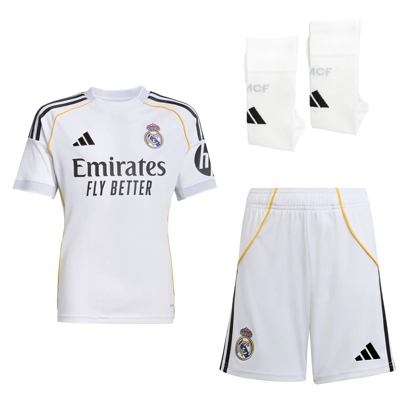 Kid's Real Madrid Home Soccer Jersey Kit(Jersey+Shorts+Socks) 2025/26 Go Game Wear