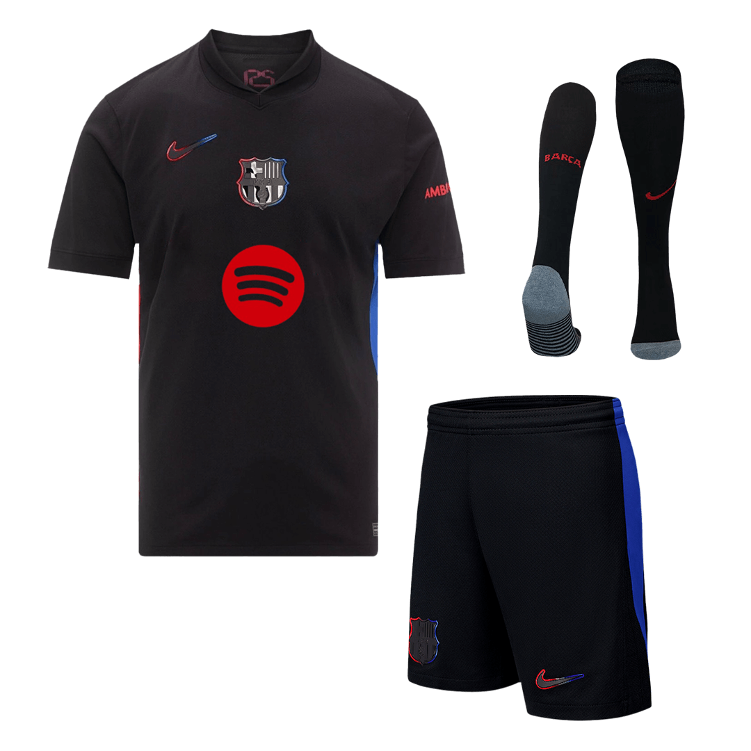 Barcelona Away Soccer Jersey Kit(Jersey+Shorts+Socks) 2024/25- Spotify Logo Without Text Top Soccer Jerseys Store