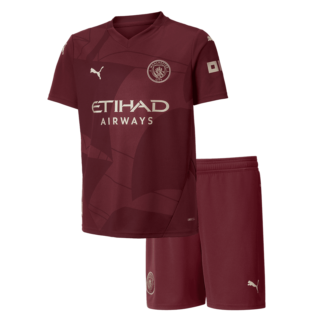 Kid's Manchester City Third Away Soccer Jersey Kit(Jersey+Shorts) 2024/25 Top Soccer Jerseys Store