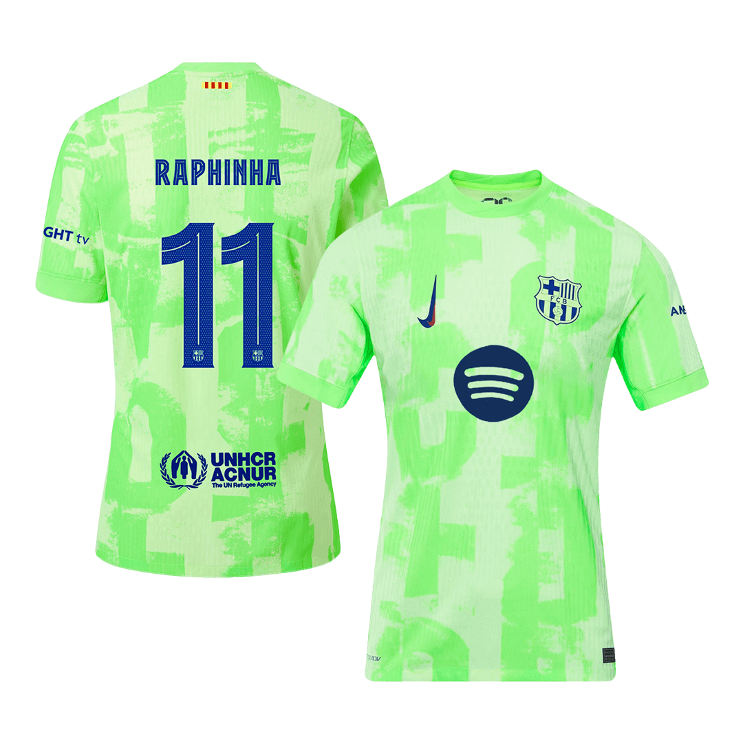 Player Version RAPHINHA #11 Barcelona Third Away Soccer Jersey 2024/25 - UCL?Spotify Logo Without Text? Top Soccer Jerseys Store