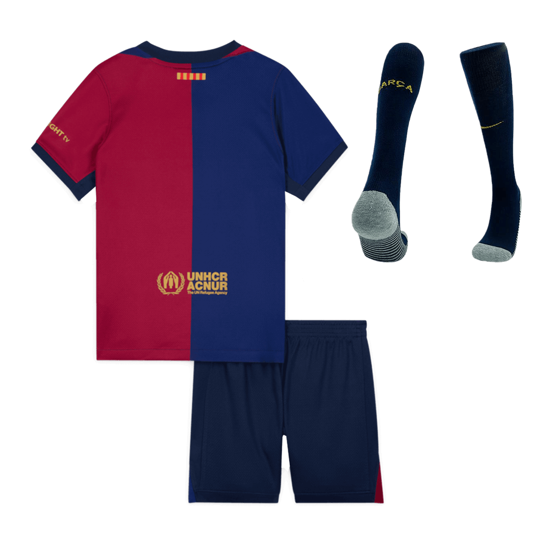 Kid's Barcelona Home Soccer Jersey Kit(Jersey+Shorts+Socks) 2024/25 Top Soccer Jerseys Store