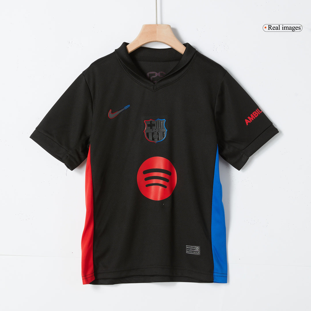 Kid's Barcelona Away Soccer Jersey Kit(Jersey+Shorts) 2024/25 - Spotify Logo Without Text Top Soccer Jerseys Store