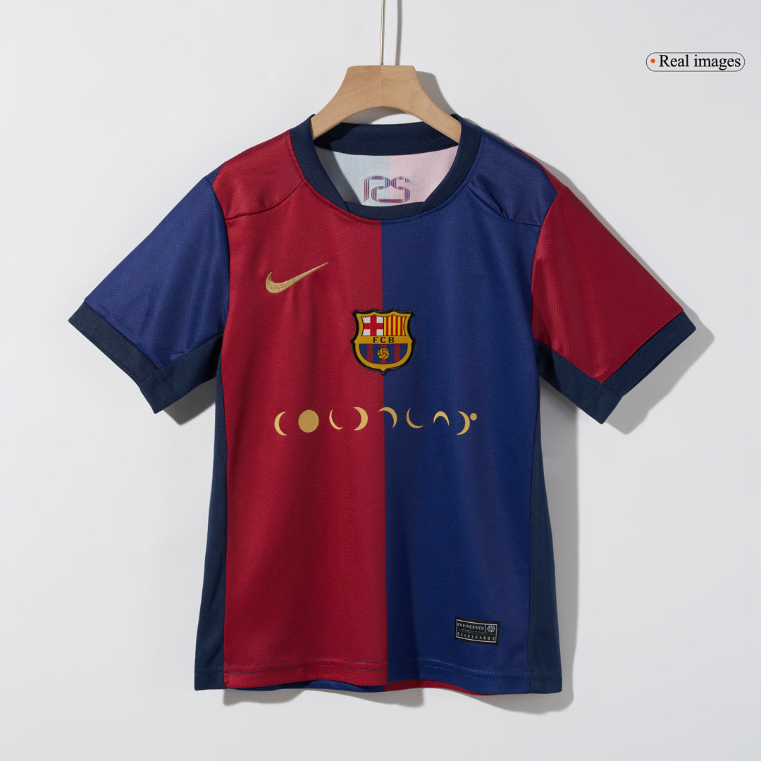 Kid's Barcelona Home Soccer Jersey Kit(Jersey+Shorts) 2024/25 - COLDPLAY Top Soccer Jerseys Store
