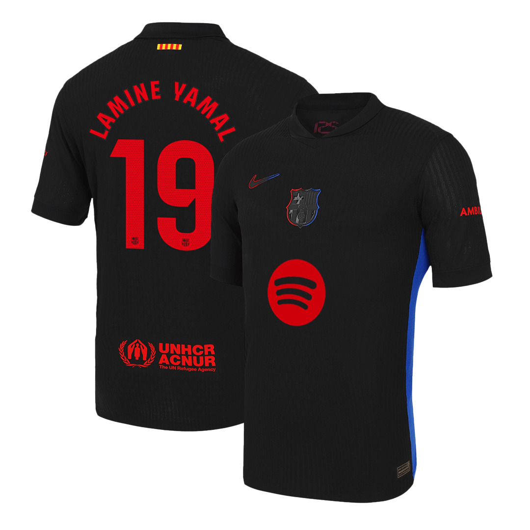 Player Version LAMINE YAMAL #19 Barcelona Away Soccer Jersey 2024/25 - Spotify Logo Without Text Top Soccer Jerseys Store