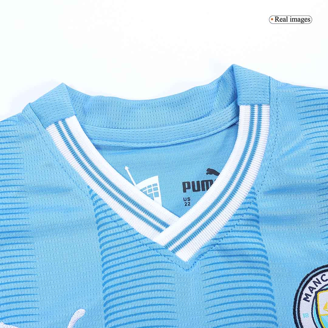 Kid's Manchester City Home Soccer Jersey Kit(Jersey+Shorts) 2023/24 Top Soccer Jerseys Store