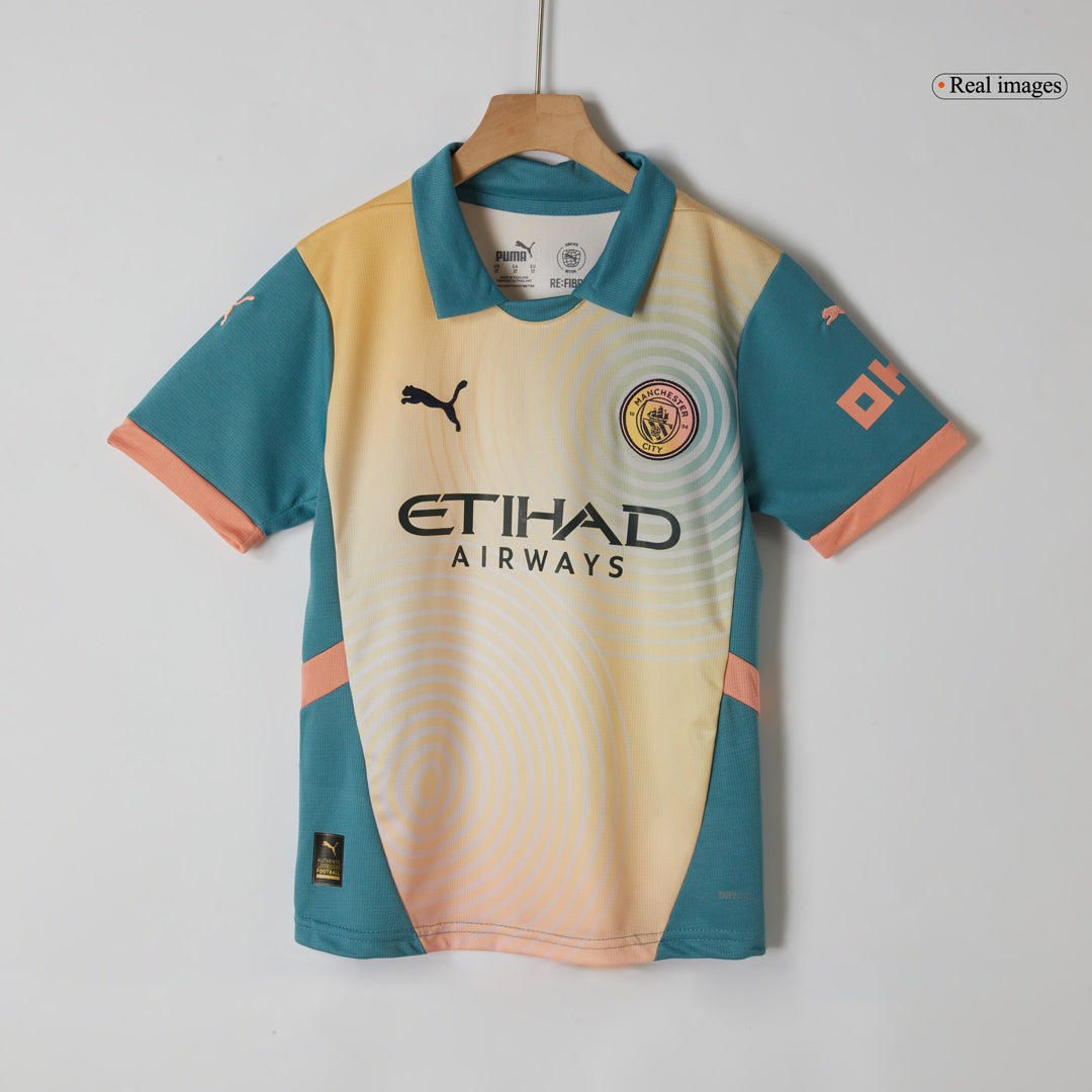 Kid's Manchester City Fourth Away Soccer Jersey Kit(Jersey+Shorts) 2024/25- Definitely City (UCL) Top Soccer Jerseys Store