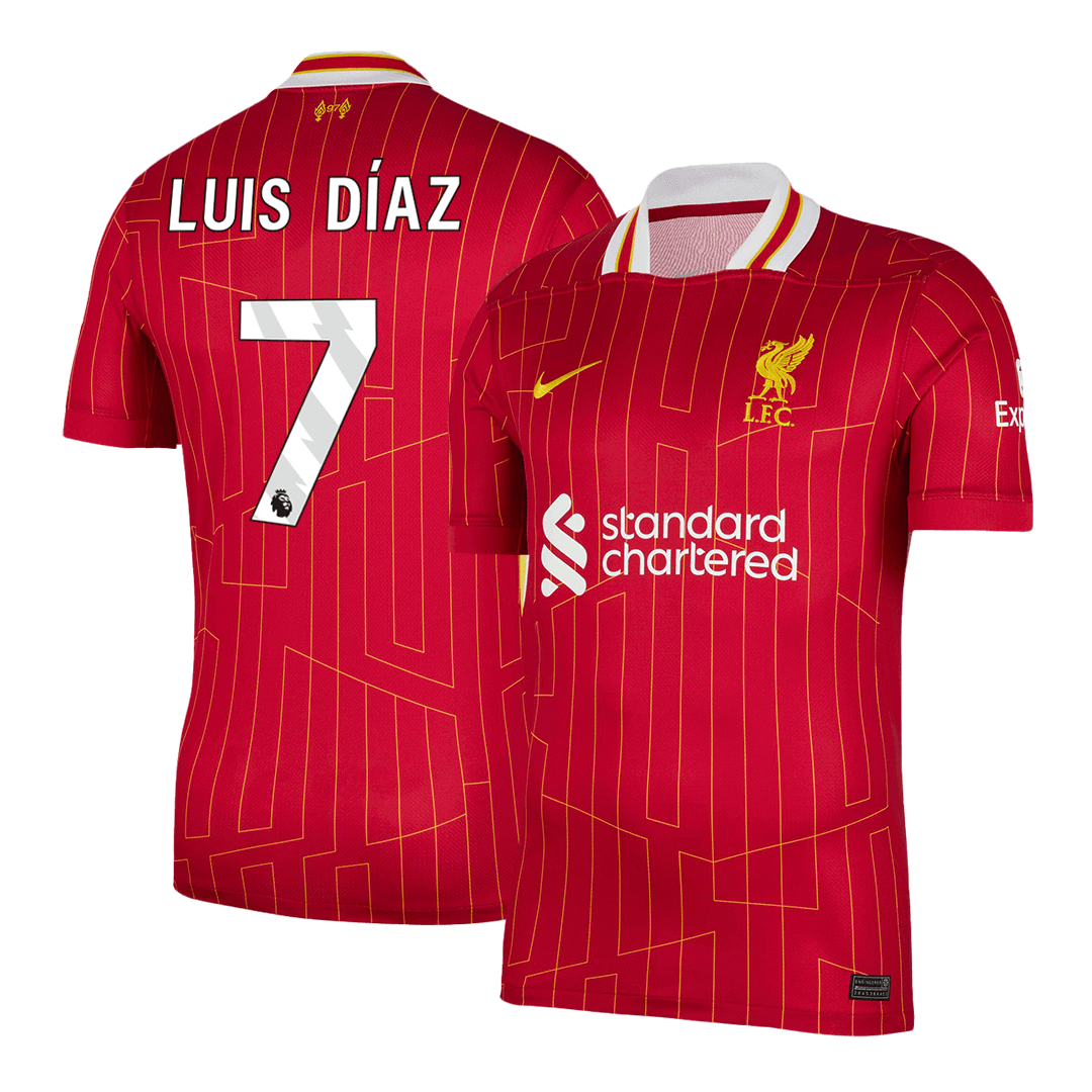 Luis Díaz #7 Liverpool Home Soccer Jersey 2024/25 Top Soccer Jerseys Store