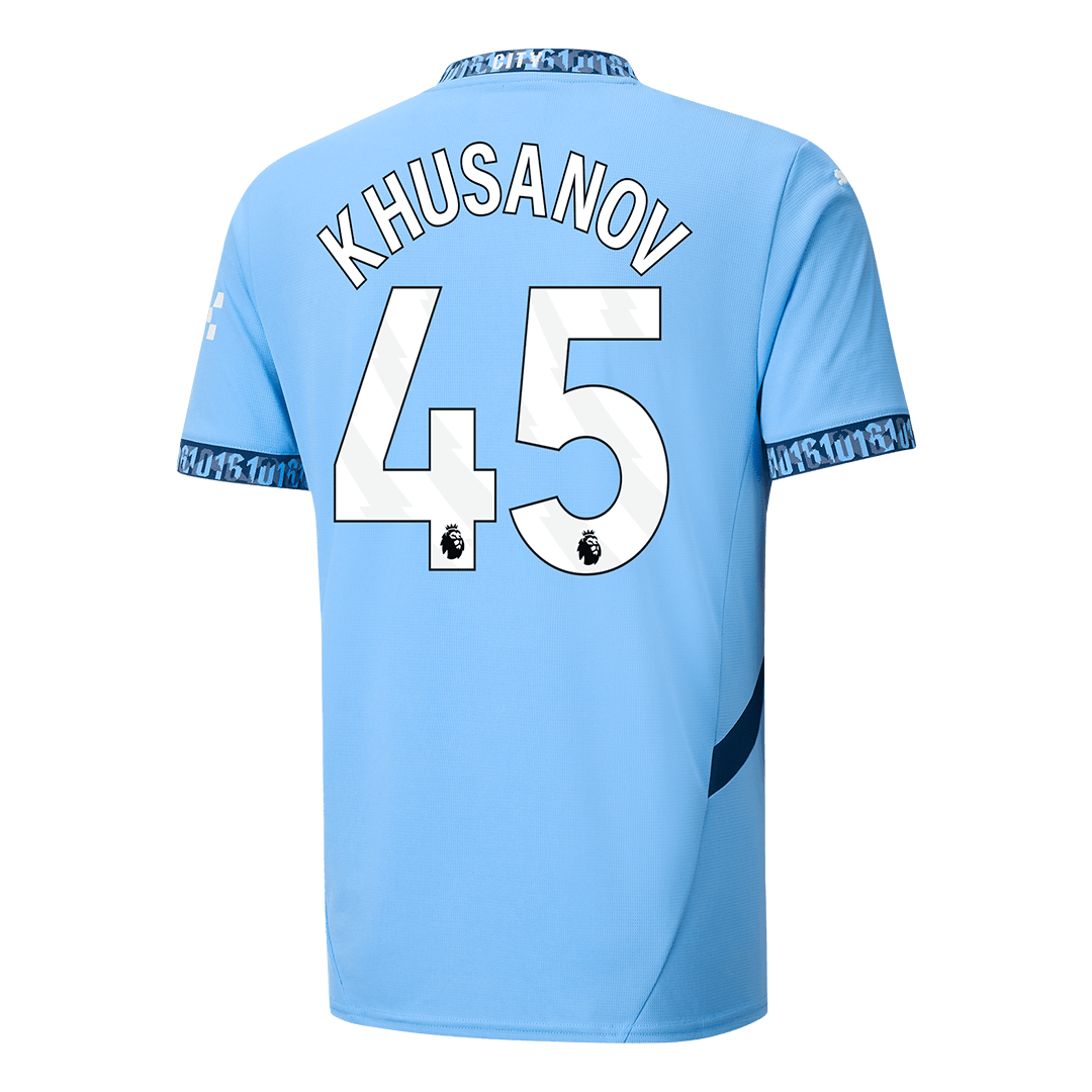 KHUSANOV #45 Manchester City Home Soccer Jersey 2024/25 Top Soccer Jerseys Store