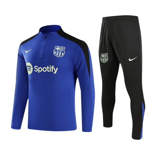 Kid's Barcelona Zipper Sweatshirt Kit(Top+Pants) 2024/25 Top Soccer Jerseys Store