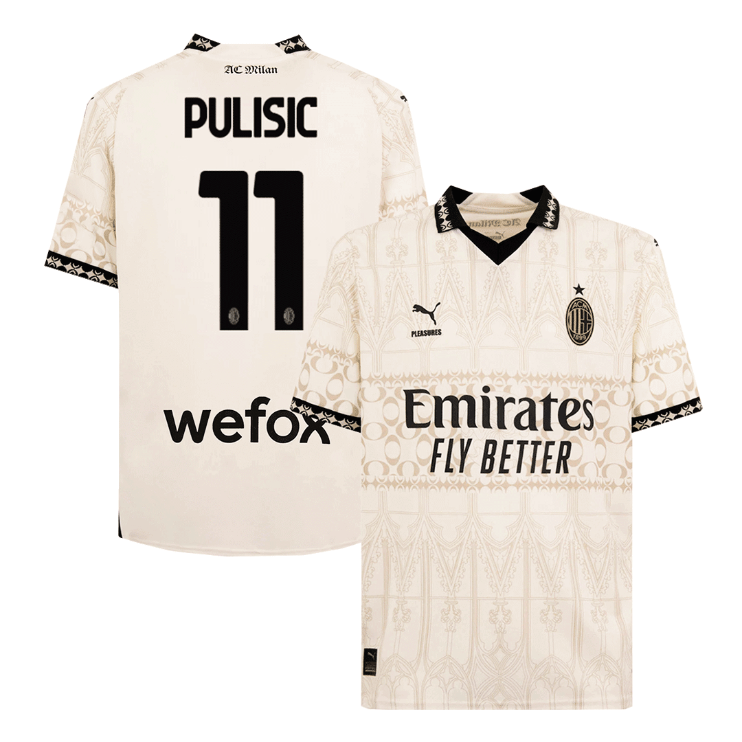 PULISIC #11 AC Milan X Pleasures Fouth Away  Soccer Jersey 2023/24 Top Soccer Jerseys Store