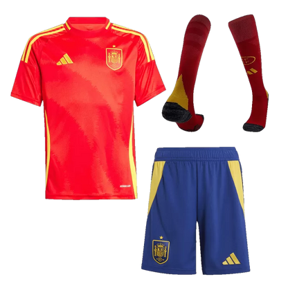Kid's Spain Home Soccer Jersey Kit(Jersey+Shorts+Socks) 2024/25 Go Game Wear