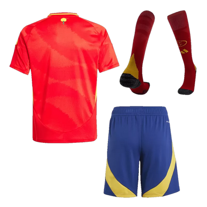 Kid's Spain Home Soccer Jersey Kit(Jersey+Shorts+Socks) 2024/25 Go Game Wear