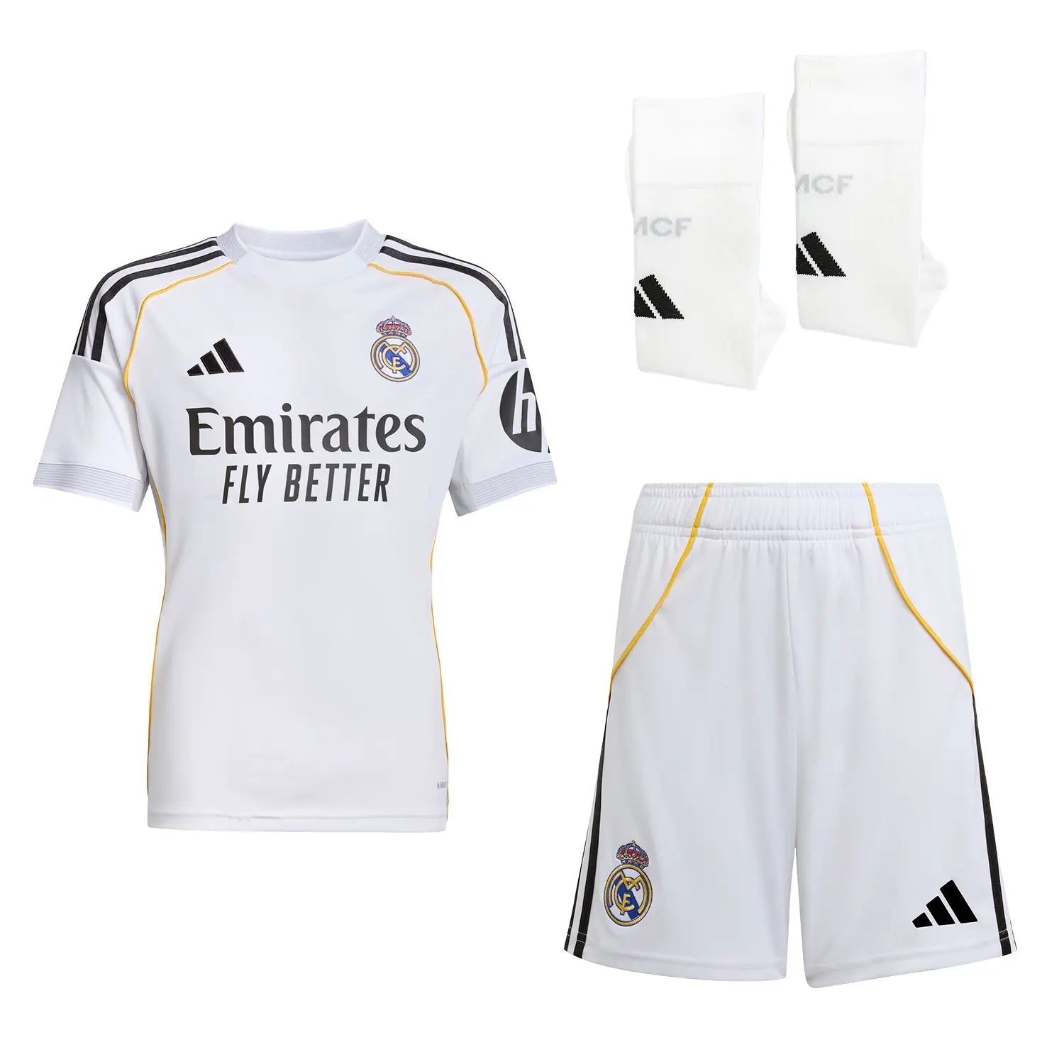 Kid's Real Madrid Home Soccer Jersey Kit(Jersey+Shorts+Socks) 2025/26 Go Game Wear