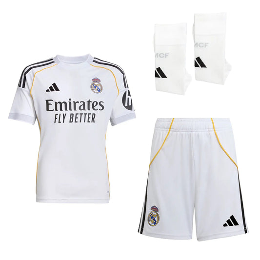 Kid's Real Madrid Home Soccer Jersey Kit(Jersey+Shorts+Socks) 2025/26 Go Game Wear